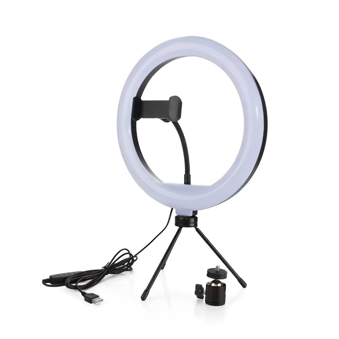 Ring Light 10" Oberon OR-PL610 – Luz LED 3 Cores com Suporte para Celular